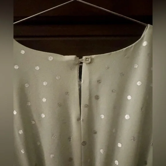 Habitual Girls Light Green w Silver Polka Dot Puff Sleeve Dress - Size 12 - NWOT - Picture 6 of 7